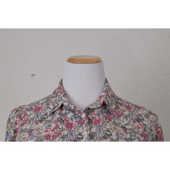 Big Dart Floral Button Down Long Sleeve Shirt UK 10 EU 38 - Picture 6 of 12